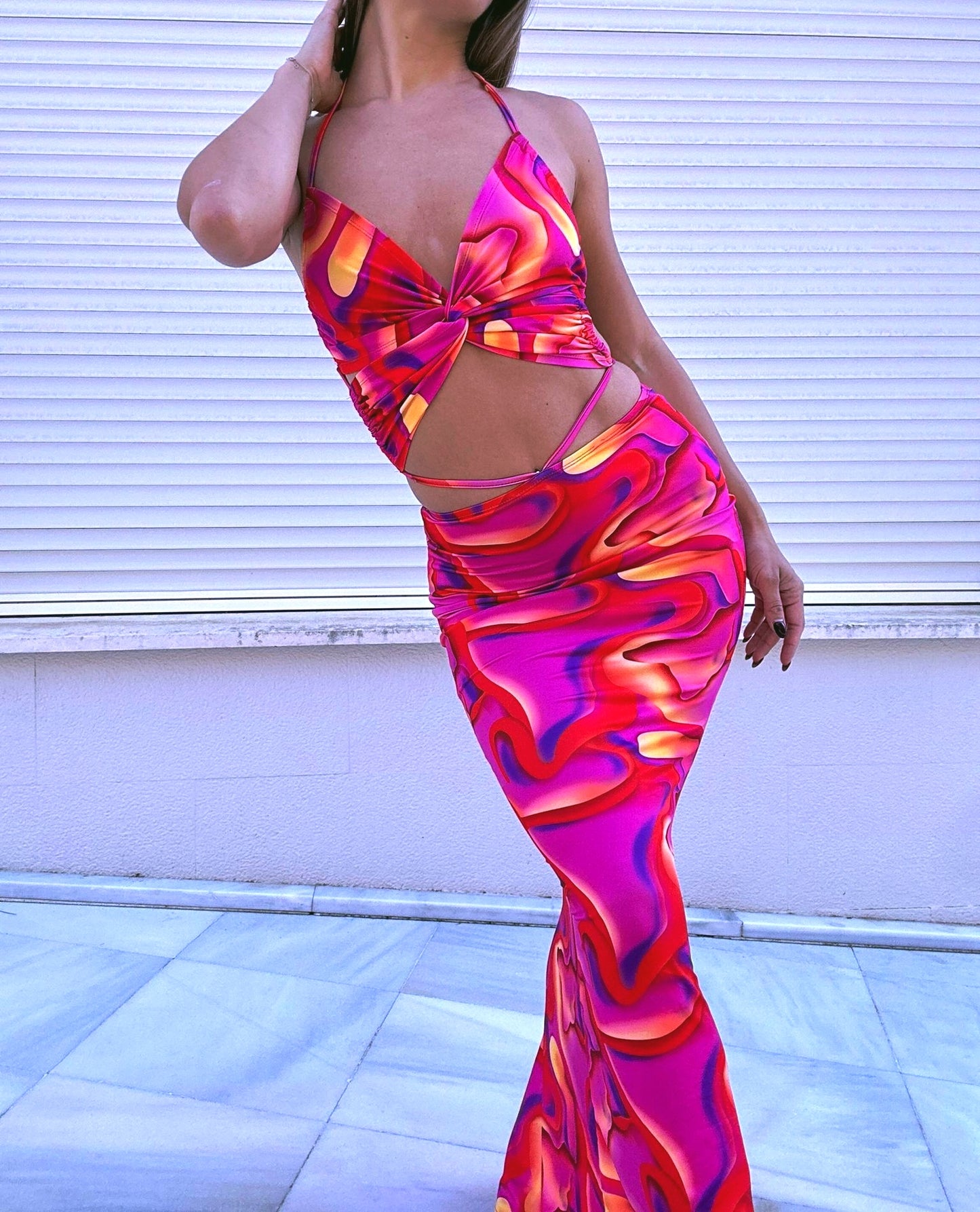 Multicolor Bodycon Maxi Dress