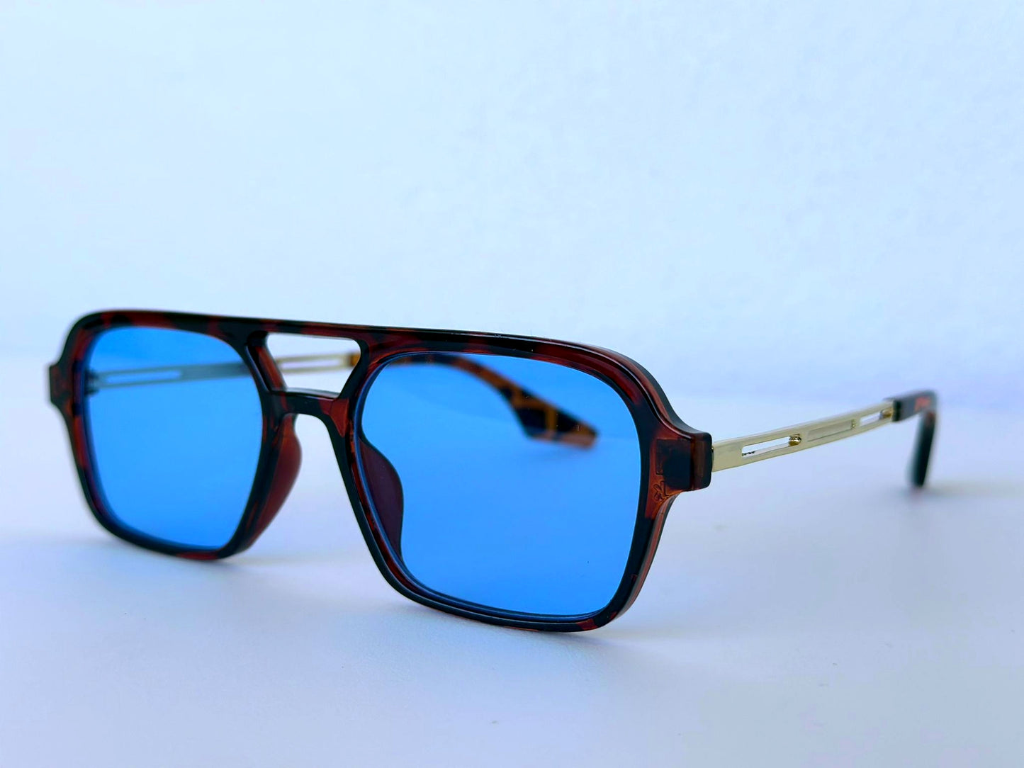 Blue & Leopard Print Aviator Style Glasses