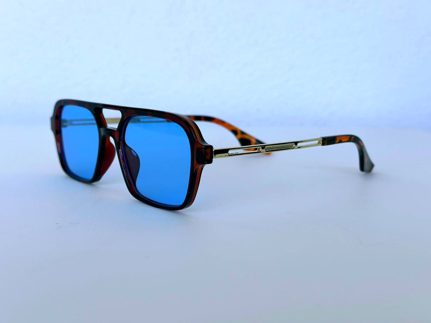 Blue & Leopard Print Aviator Style Glasses