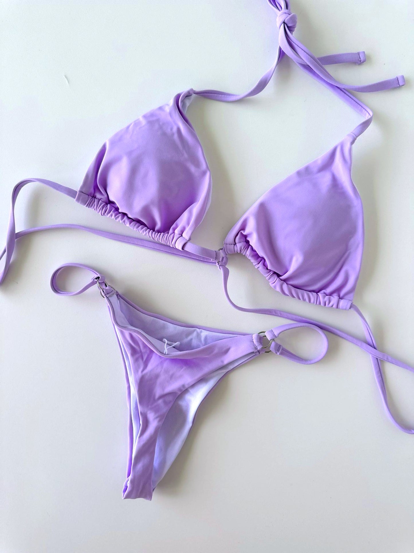 Lilac Linked Halter Bikini Set