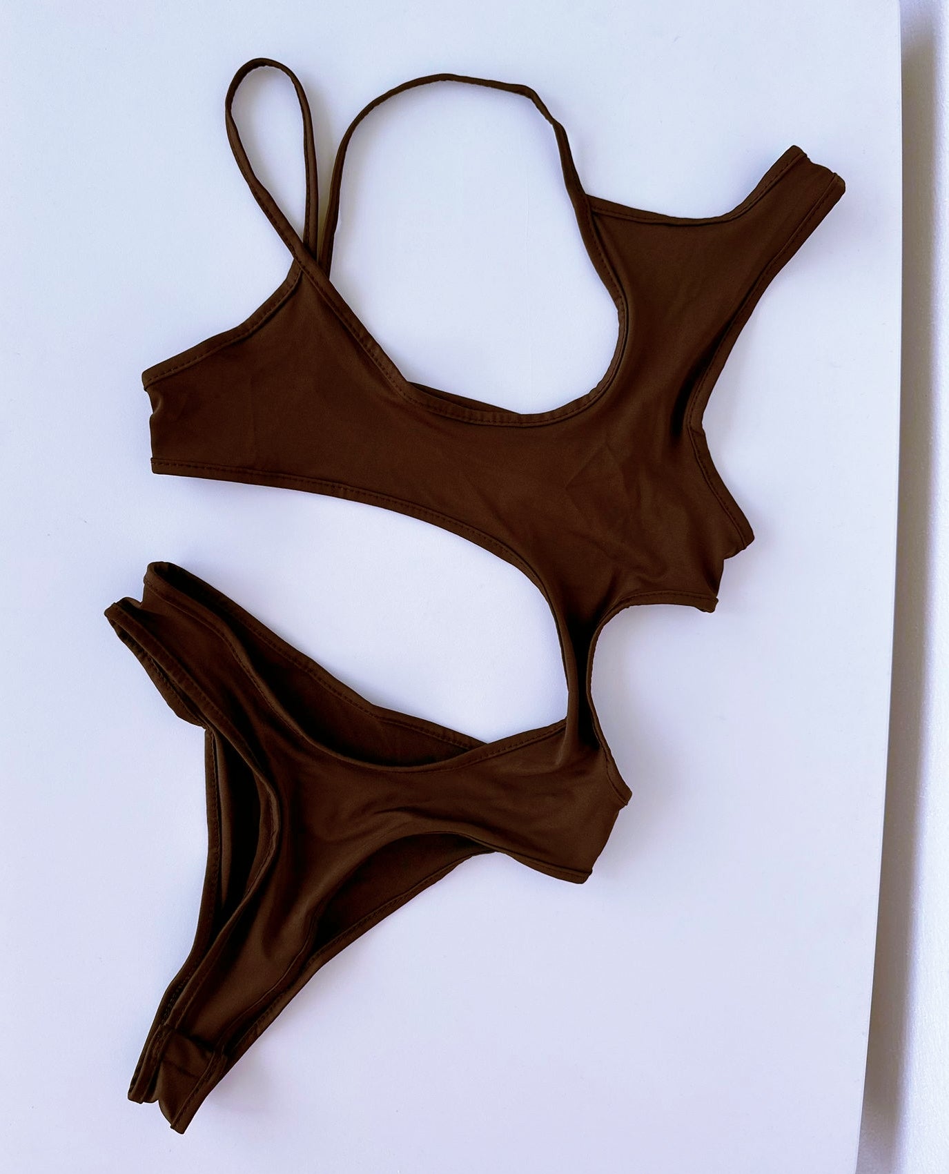 Coffee Brown Cut Out Bodysuit