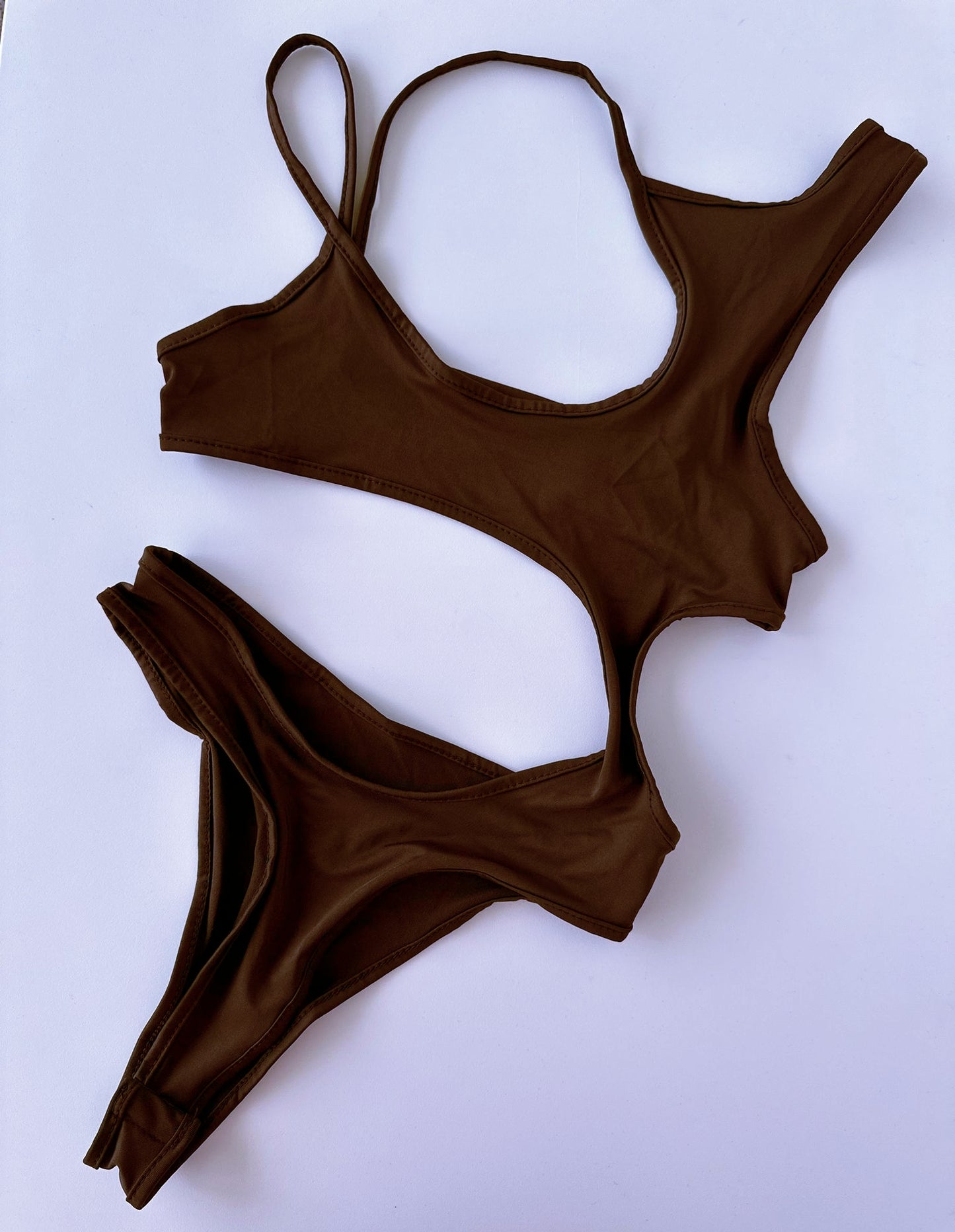 Coffee Brown Cut Out Bodysuit