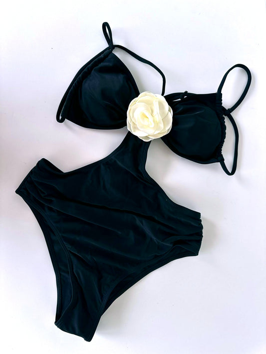 One Piece Cut Out Black Swimsuit