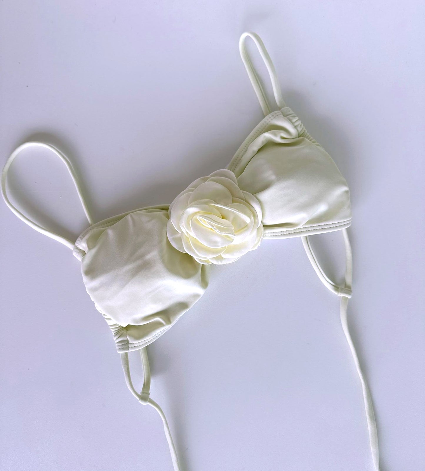 Ivory Bikini TOP with Flower Applique