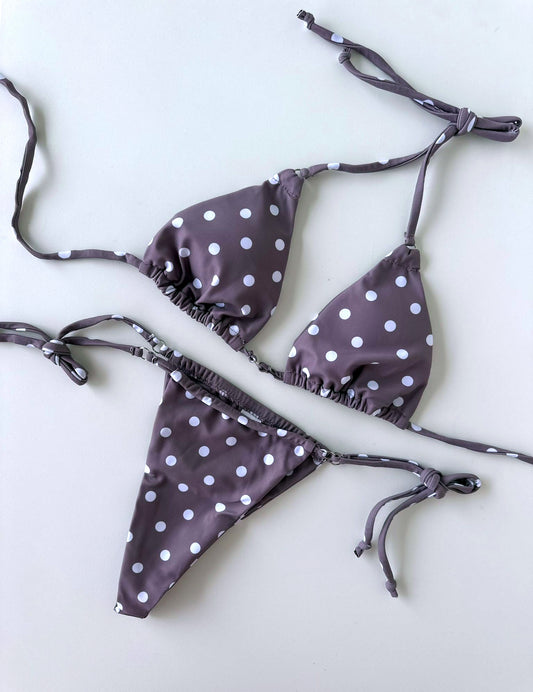 Polka Dot Light Brown Bikini Set