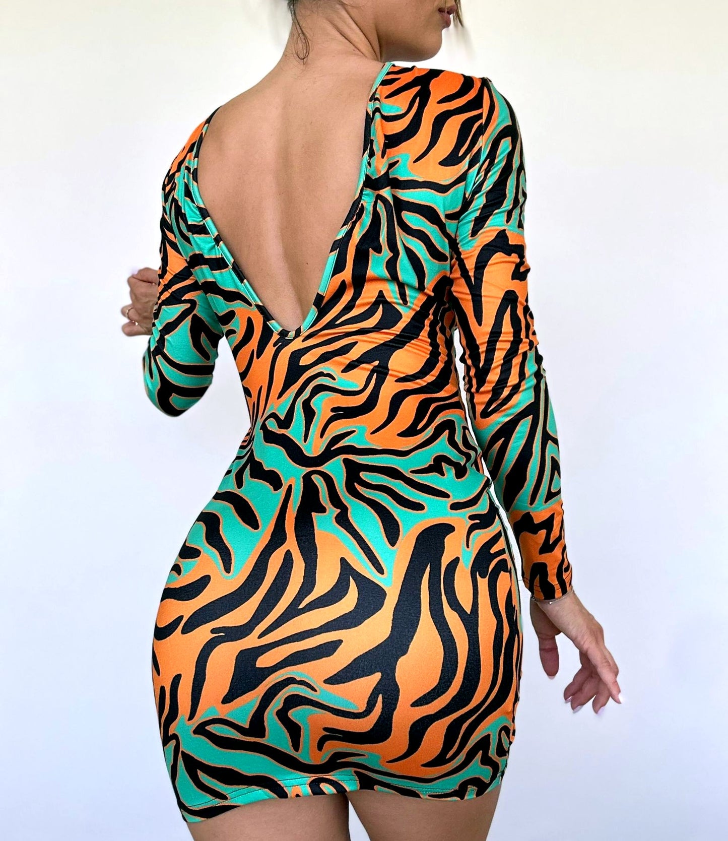 Print Bodycon Backless Dress