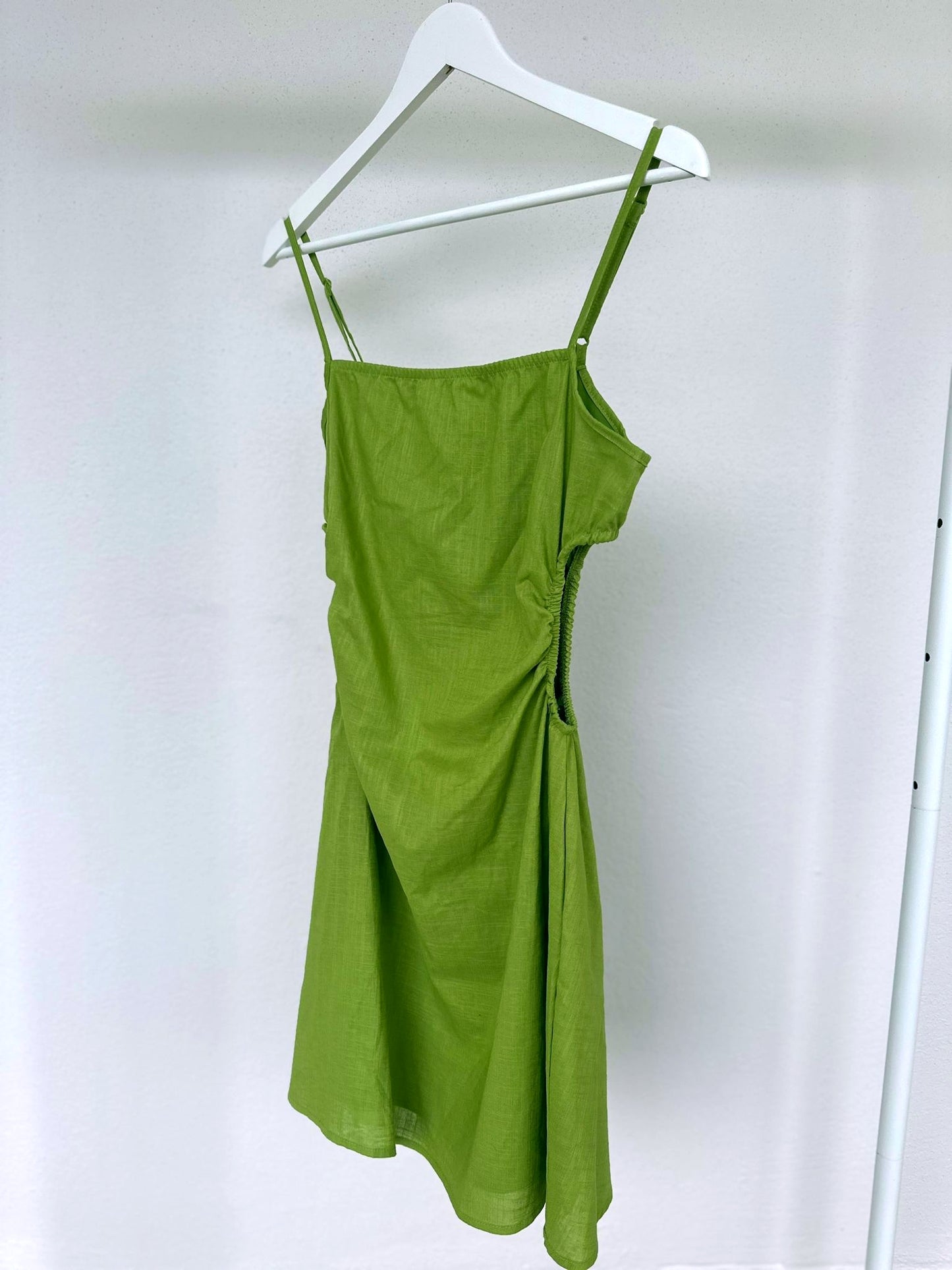 Green Cami Cut-Out Waist Mini Dress