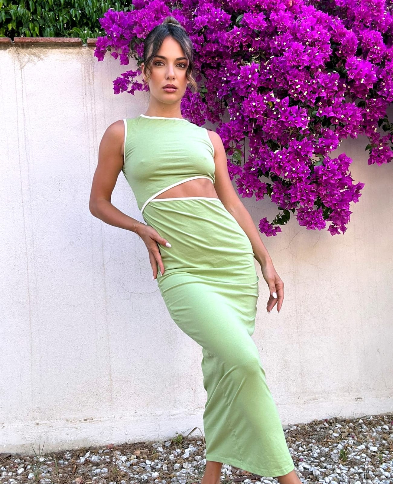 Green Cut Out Maxi Dress