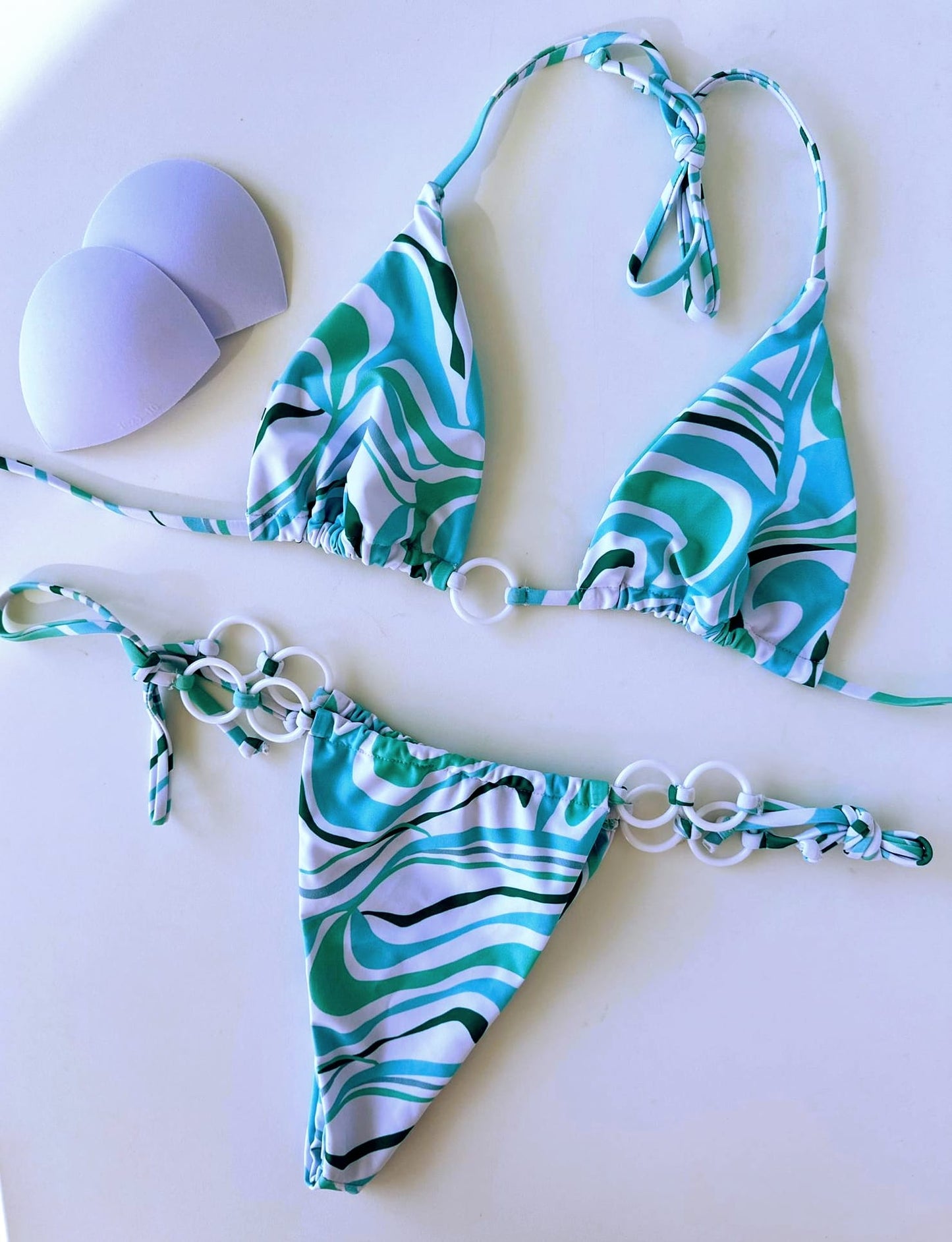 Triangle Bikini Set with Rings Details